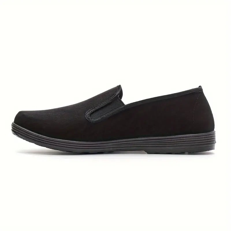 Chinese Traditional Canvas Flats For Men, Breathable Lightweight Slip On Shoes For Outdoor Walking Driving Martial Art Kung Fu Tai Chi Training, Autumn And Winter