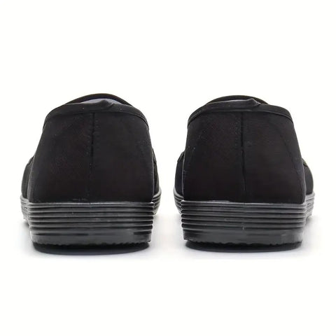 Chinese Traditional Canvas Flats For Men, Breathable Lightweight Slip On Shoes For Outdoor Walking Driving Martial Art Kung Fu Tai Chi Training, Autumn And Winter
