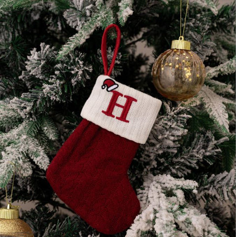 Red Knitted Christmas Letter Socks Christmas Tree Pendant