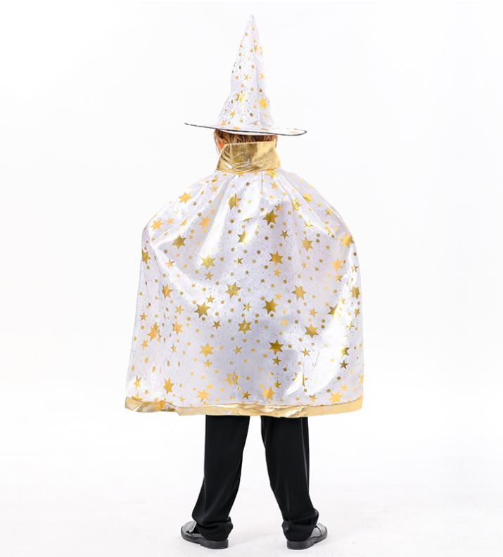 Halloween children's five-star hot stamping witch wizard cloak