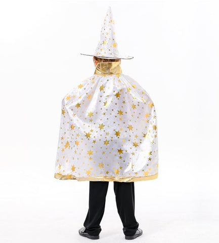 Halloween children's five-star hot stamping witch wizard cloak