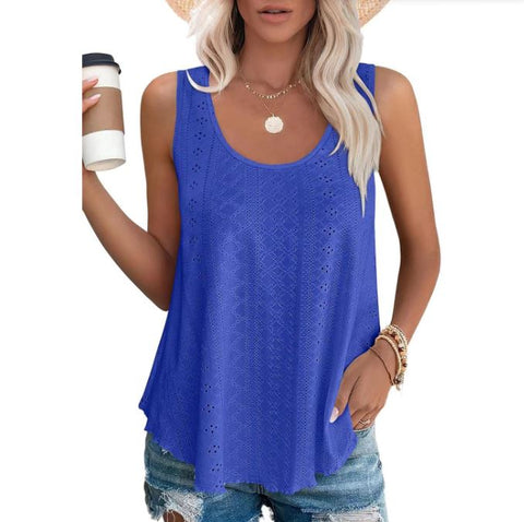 Spring and summer new round neck loose sleeveless T-shirt top