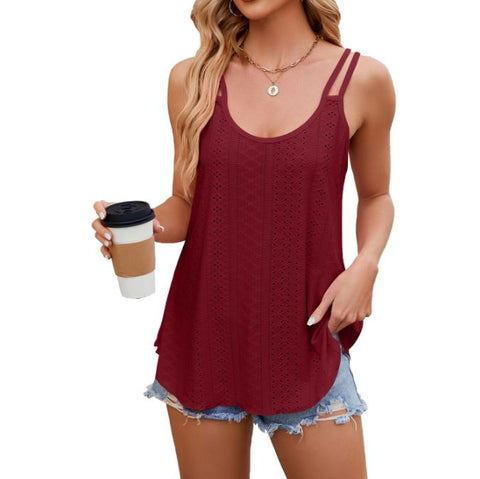Solid color round neck women's base camisole vest
