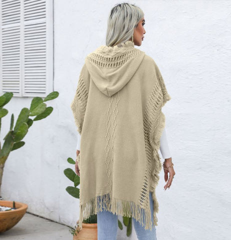 Casual loose V-neck tie hat mid length top jacket