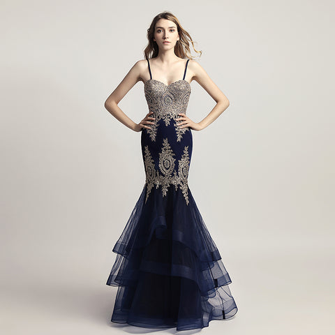 Exquisite Burgundy Strapless Mermaid Gown with Intricate Gold Embroidery and Ruffled Tulle Prom Dress,LX462