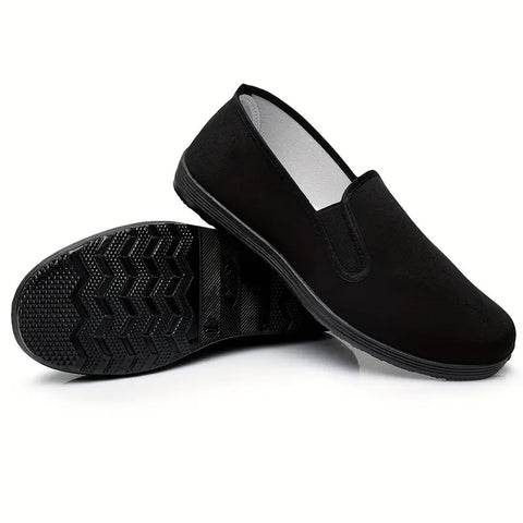 Chinese Traditional Canvas Flats For Men, Breathable Lightweight Slip On Shoes For Outdoor Walking Driving Martial Art Kung Fu Tai Chi Training, Autumn And Winter