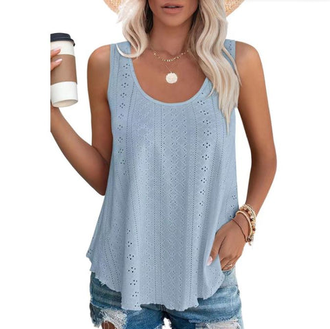 Spring and summer new round neck loose sleeveless T-shirt top