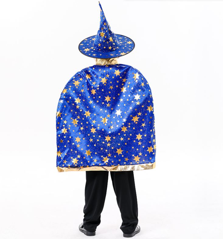 Halloween children's five-star hot stamping witch wizard cloak