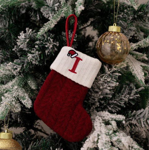 Red Knitted Christmas Letter Socks Christmas Tree Pendant