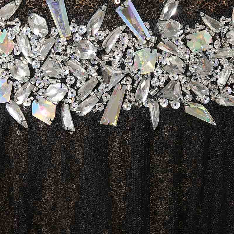 Black and Silver Sequin Sweetheart Spaghetti - Straps Long Prom Dress , AJ011