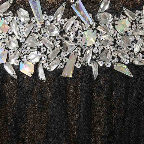 Black and Silver Sequin Sweetheart Spaghetti - Straps Long Prom Dress , AJ011