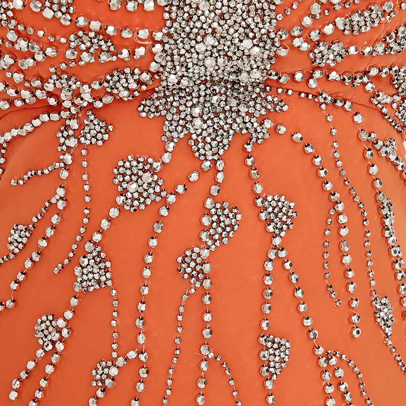Orange Embellished Sweetheart Strapless Mermaid Long Prom Dress, AJ015
