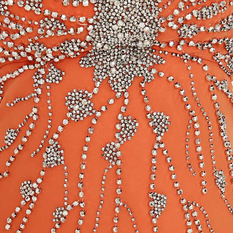Orange Embellished Sweetheart Strapless Mermaid Long Prom Dress, AJ015