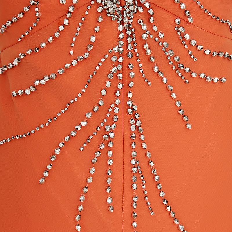 Orange Embellished Sweetheart Strapless Mermaid Long Prom Dress, AJ015