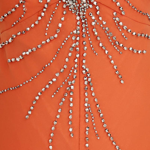Orange Embellished Sweetheart Strapless Mermaid Long Prom Dress, AJ015
