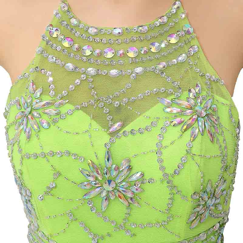 Embellished Halter - Neck Long Prom Dress , AJ020