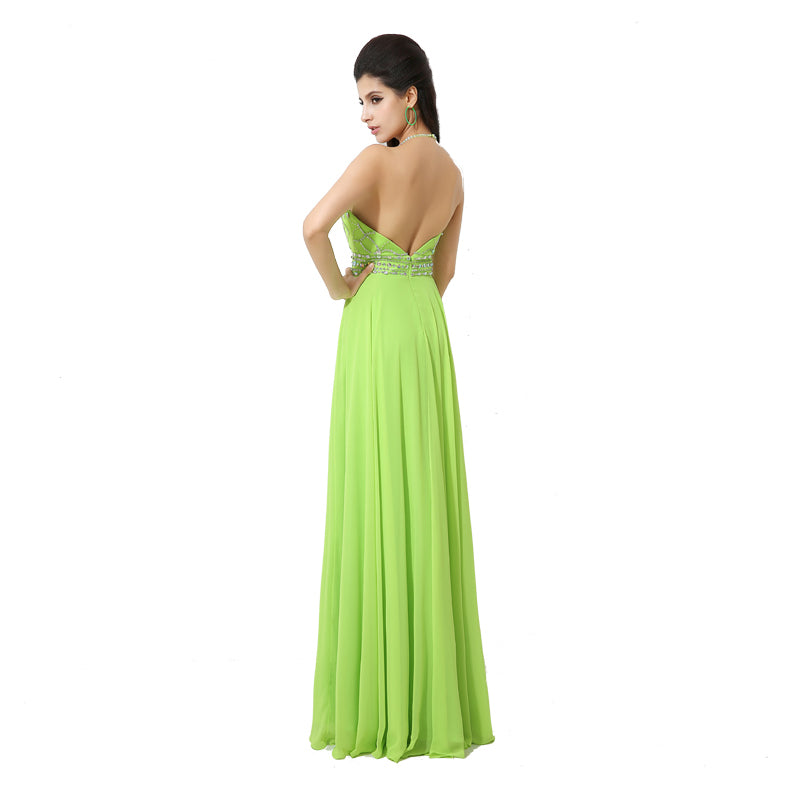 Embellished Halter - Neck Long Prom Dress , AJ020