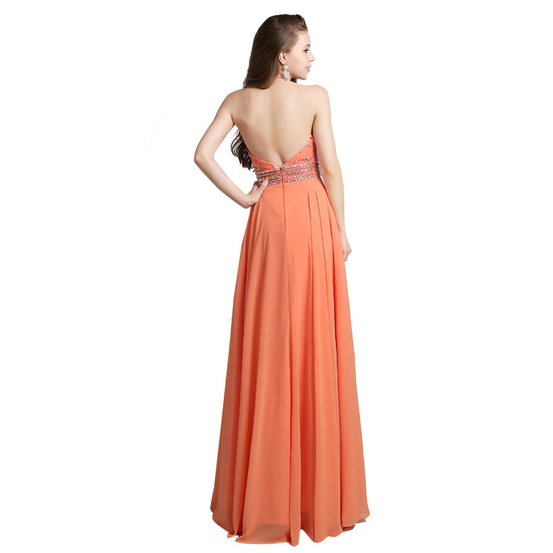Embellished Halter - Neck Long Prom Dress , AJ020