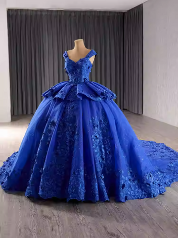 Dazzling Sleeveless Red Ball Gown with Ruffled Accents and Embellishments Prom Dress, BG013