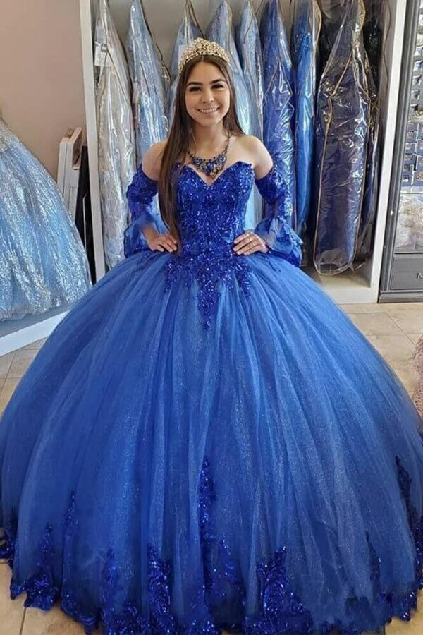 Long Ball Gown Sweetheart  Sleeves  Prom Dresses