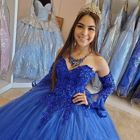 Long Ball Gown Sweetheart  Sleeves  Prom Dresses