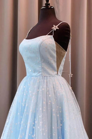 A-line Beautiful Spaghetti Straps Prom Dresses With Stars
