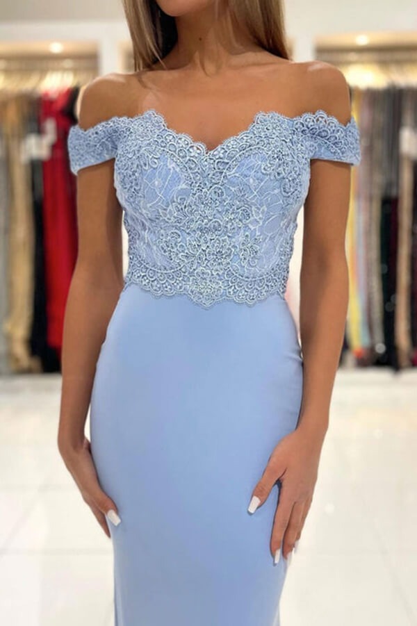Chiffon Mermaid Lace  Off-the-Shoulder Prom Dresses, Evening Dresses