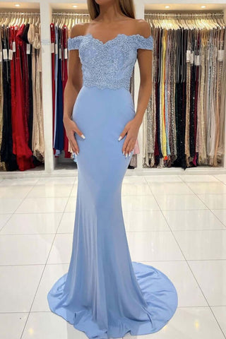Chiffon Mermaid Lace  Off-the-Shoulder Prom Dresses, Evening Dresses