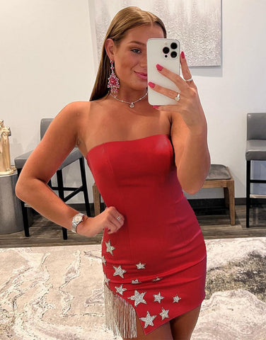 Sheath Satin Strapless Homecoming Dress