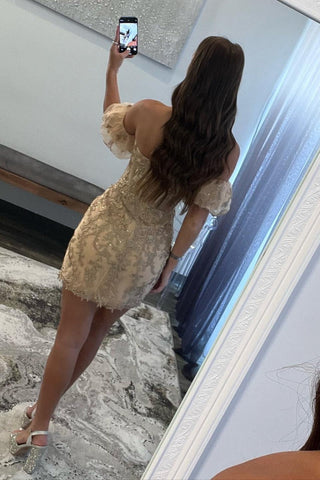 Sheath Strapless Lace  Homecoming Dress with Appliques