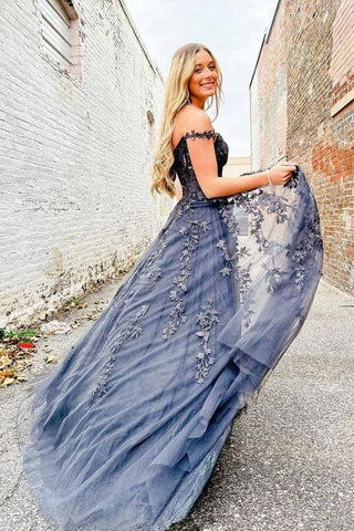 A-line Sweetheart Prom Dresses With Lace Appliques, Evening Gown