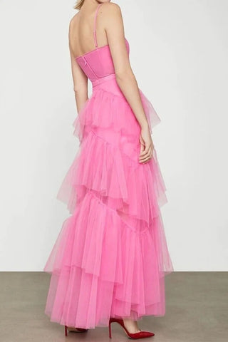 A-line Tiered Tulle Princess Long Formal Prom Dresses