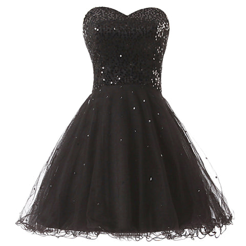 Glamorous Gold Strapless Sequin Tulle Prom Dress, SD032