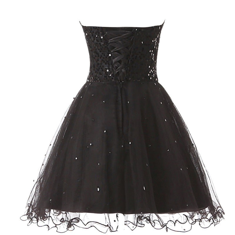 Glamorous Gold Strapless Sequin Tulle Prom Dress, SD032