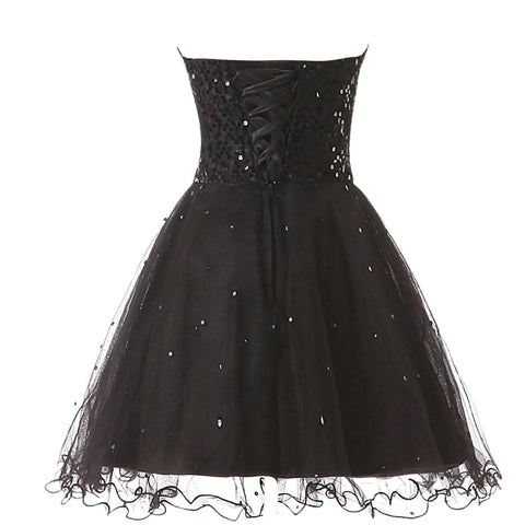 Glamorous Gold Strapless Sequin Tulle Prom Dress, SD032