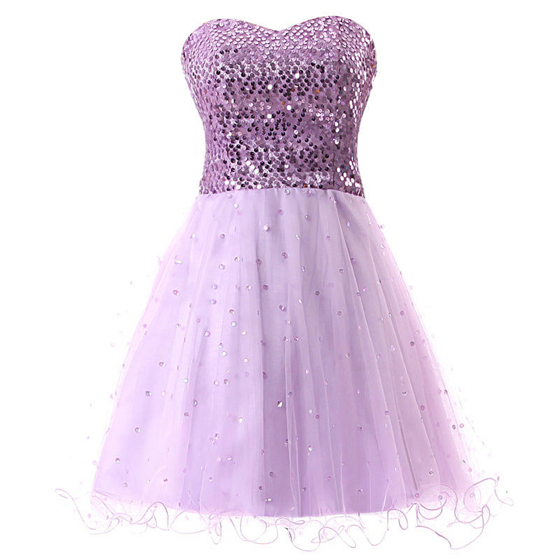 Glamorous Gold Strapless Sequin Tulle Prom Dress, SD032