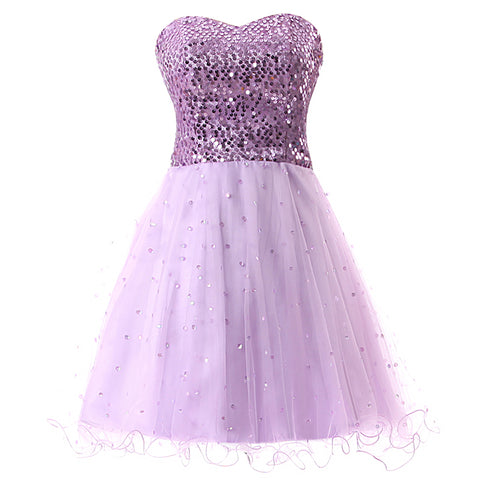 Glamorous Gold Strapless Sequin Tulle Prom Dress, SD032