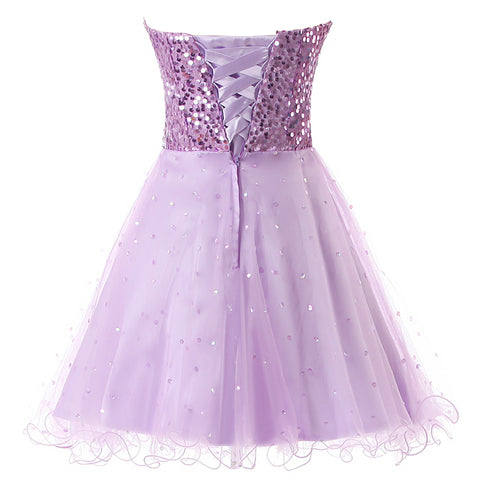 Glamorous Gold Strapless Sequin Tulle Prom Dress, SD032