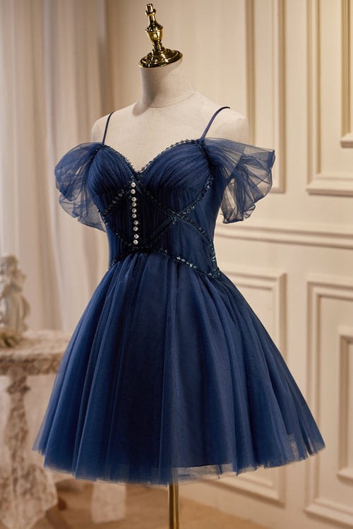 V Neck A-line Tulle Homecoming Dresses
