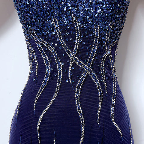 Glamorous V - Neck Beaded Mermaid Evening Dress with Sheer Cap Sleeves - Stunning Embellishments Prom Dress,LX032