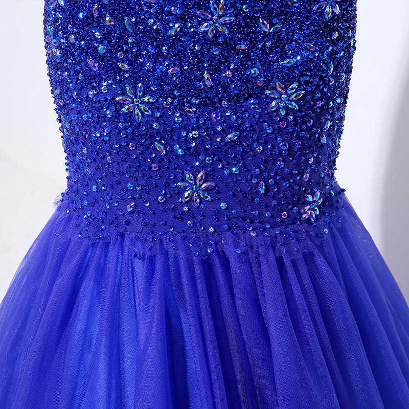 Glamorous Sleeveless Blue Mermaid Gown with Sparkling Sequin Embellishments Prom Dress,LX049