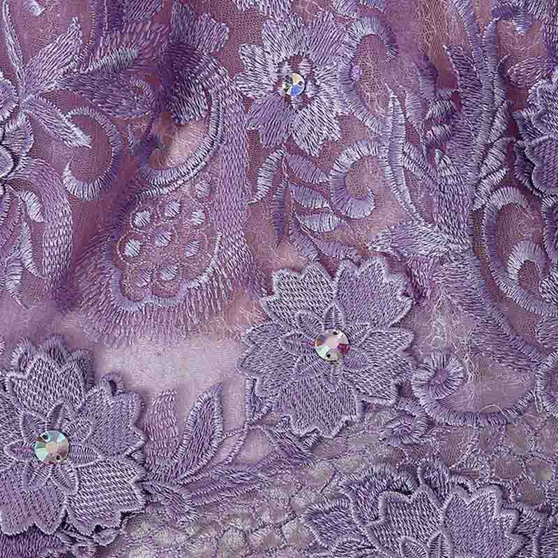 Sophisticated Long - Sleeved Illusion - Neckline Lilac Sheath Dress with Intricate Lace Embroidery Prom Dress,LX073