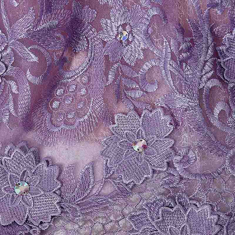 Sophisticated Long - Sleeved Illusion - Neckline Lilac Sheath Dress with Intricate Lace Embroidery Prom Dress,LX073