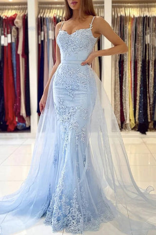 Mermaid Spaghetti Straps  Lace Prom Dresses, Evening Gown