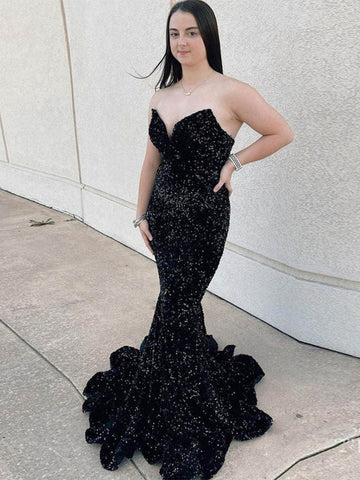 Sweetheart Neck Sqeuins mermaid Prom Dresses