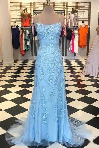 Mermaid Spaghetti Straps  Backless Scoop Pageant Prom Dresses