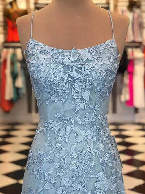 Mermaid Spaghetti Straps  Backless Scoop Pageant Prom Dresses