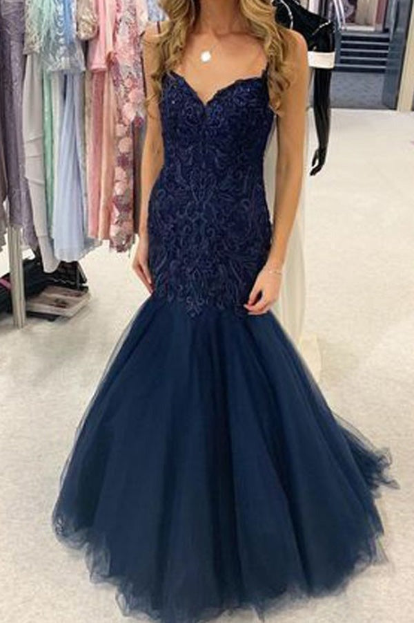 Charming Mermaid Sweetheart Long Evening Prom Dresses with Lace