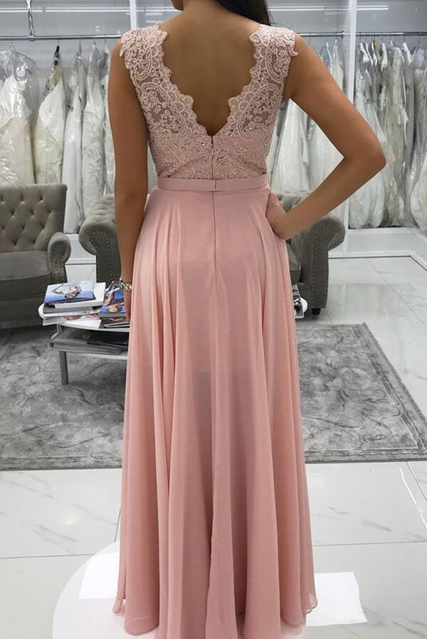 A-line Chiffon  Prom Dresses With Appliques, Beaded Evening Dress