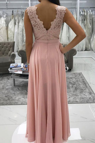 A-line Chiffon  Prom Dresses With Appliques, Beaded Evening Dress